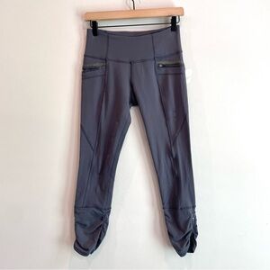 Lululemon Zip Front Pocket Ruched Zipper Hem Leggings